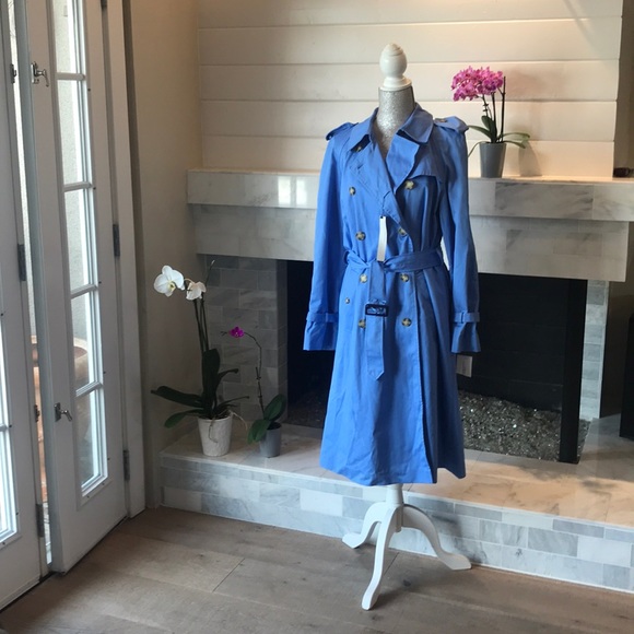 Perry Ellis Jackets & Blazers - Perry Ellis Portfolio Blue Trench Coat 12 NWT